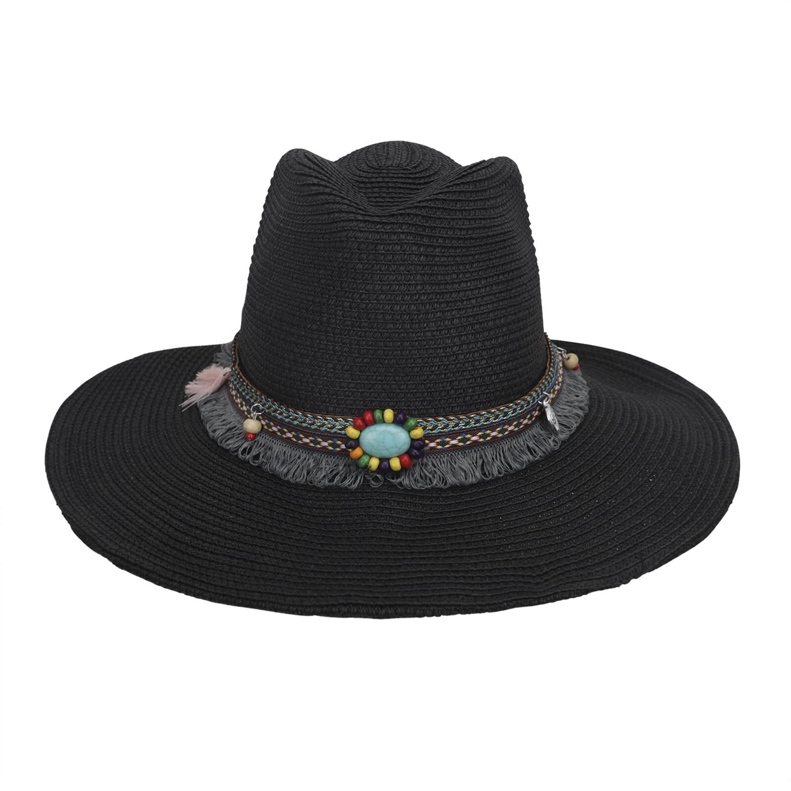 2636 Mens Womens Western Cowboy Straw Hat Classic Brown Cowgirl Woven Sun